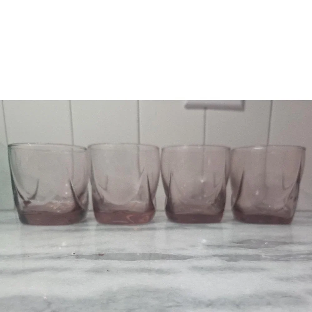 Libbey Imperial Plum Old Fashioned Glasses, Set of 4 Drape Style Whiskey Tumbler